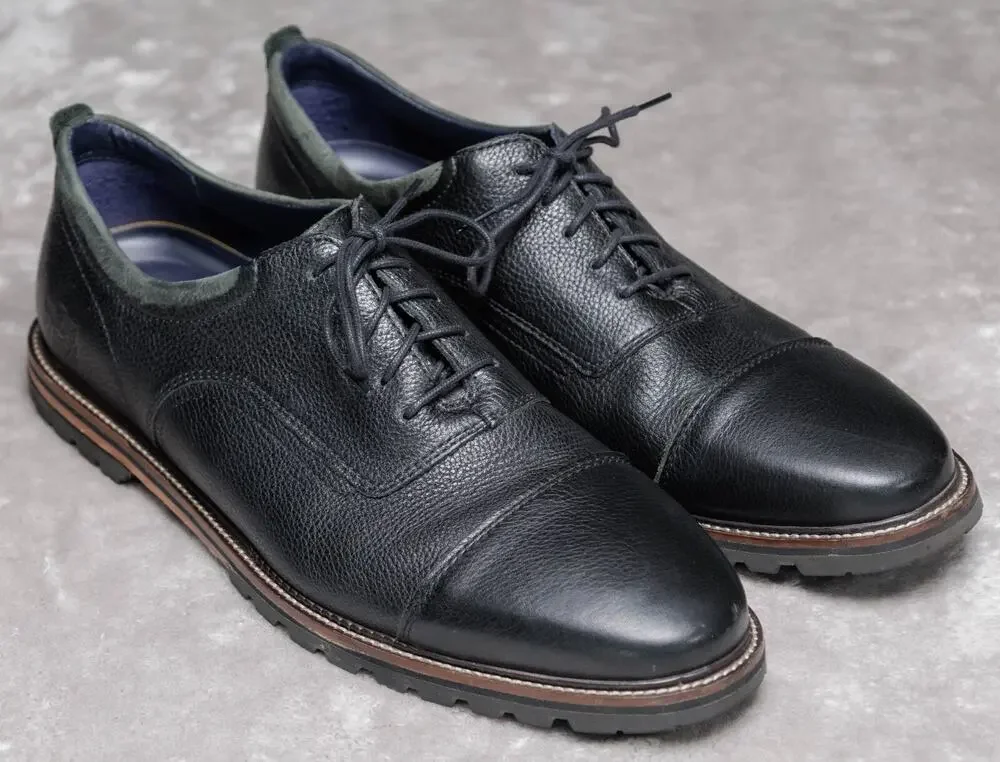 Cole Haan Richardson Black Leather Cap Toe Oxfords Grand 360 Mens Size 11.5